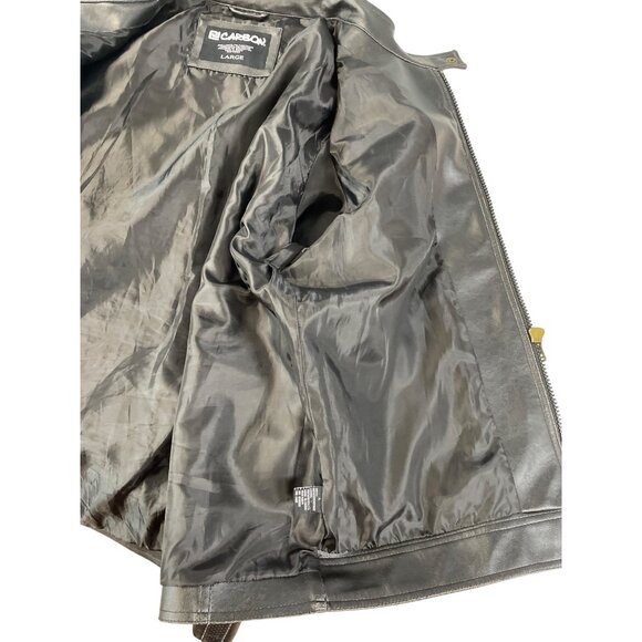 Carbon mens brown faux leather motorcycle jacket Size L SKU 9248 - Picture 12 of 12